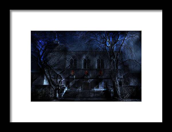 Creepy Framed Print featuring the photograph Mysterious Zembo Shrine by Shelley Neff