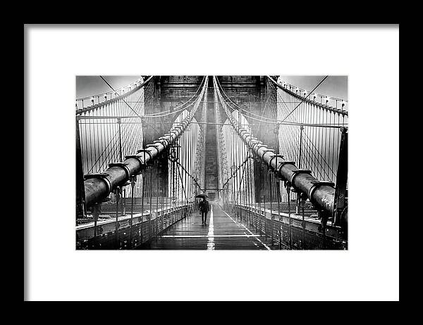 Brooklyn Bridge Framed Print featuring the photograph Mystery Manhattan by Az Jackson