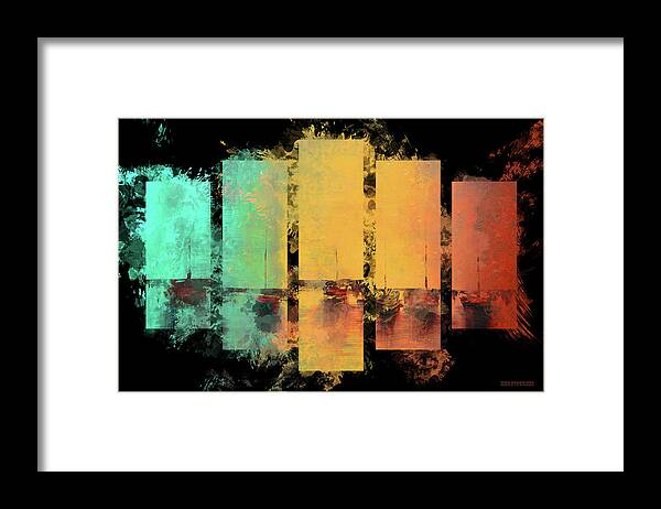  Orange Framed Print featuring the mixed media Mystic Bay Splatter by Ken Figurski