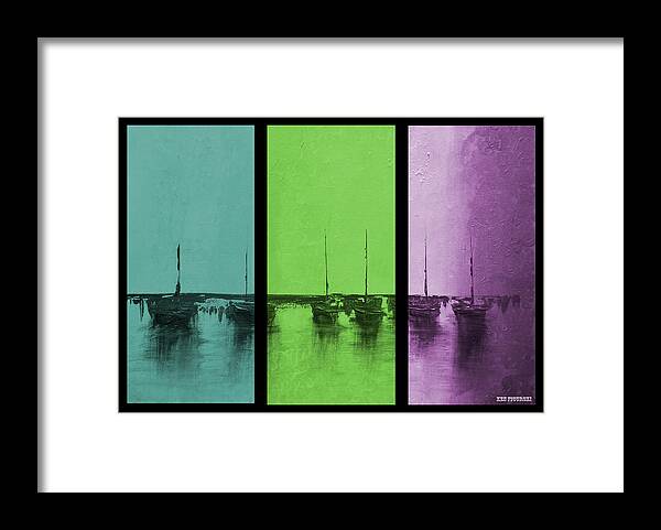 Keys Framed Print featuring the painting Mystic Bay Triptych On One 2 by Ken Figurski