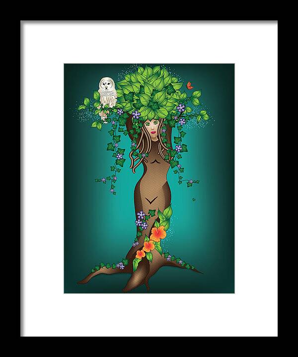 Fantasy Art Framed Print featuring the digital art Mystical Maiden Tree by Serena King