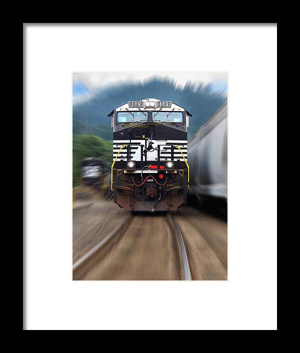 Railroad Framed Print featuring the photograph N S 8089 On The Move by Mike McGlothlen