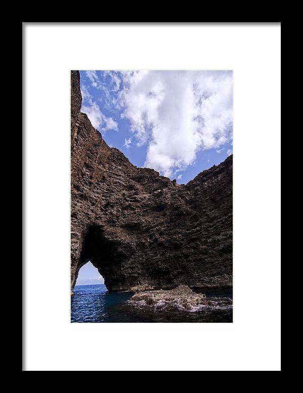 Kauai Framed Print featuring the photograph Na Pali Coast Sea Cave by Lawrence Knutsson