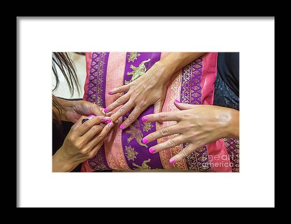 Nail Framed Print featuring the photograph Nail polish application by Benny Marty