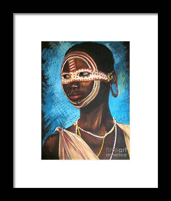 Pastels Framed Print featuring the drawing Nairobi Girl by Yxia Olivares