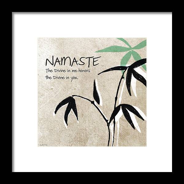 Namaste Framed Print featuring the painting Namaste by Linda Woods