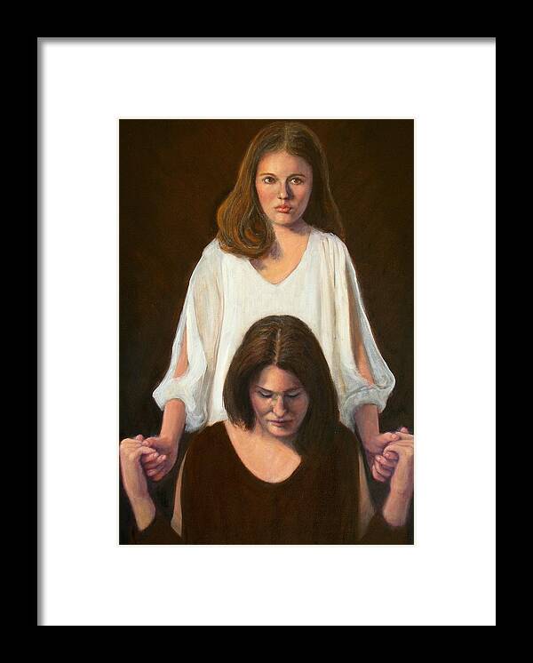 Realism Framed Print featuring the painting Nancy and Abby by Donelli DiMaria