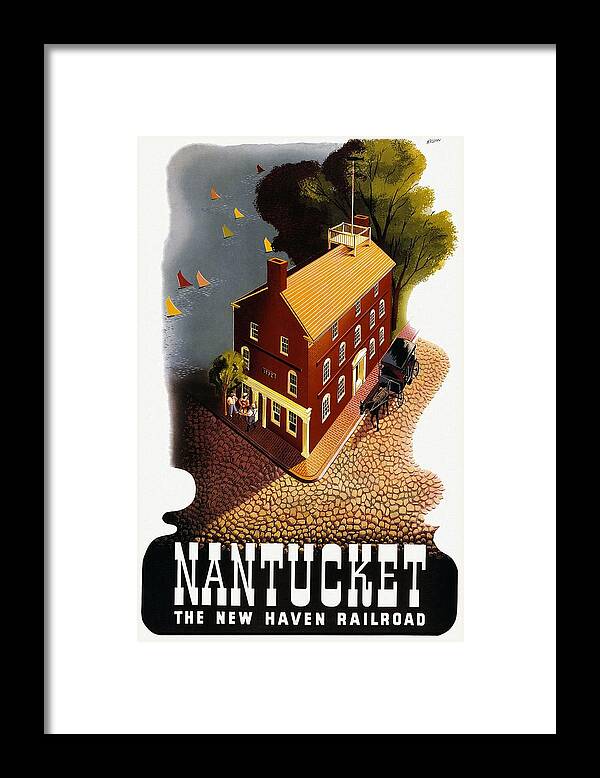 Nantucket Framed Print featuring the mixed media Nantucket, Massachusetts - The New Haven Railroad - Retro travel Poster - Vintage Poster by Studio Grafiikka