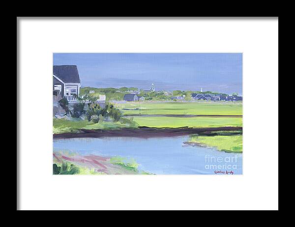 Nantucket Town View From The Creek Framed Print featuring the painting Nantucket Town View from the Creek by Candace Lovely