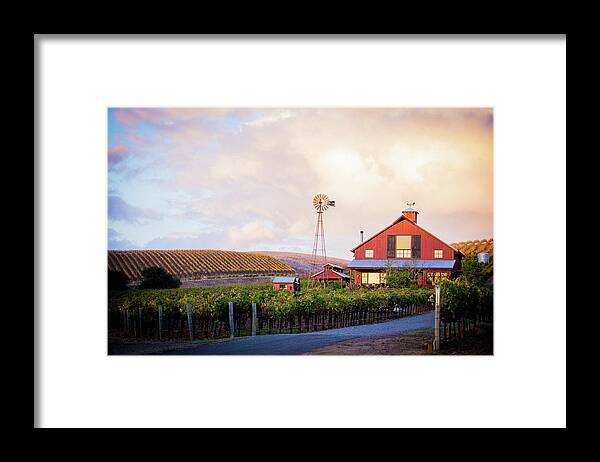 Red Barn Framed Print featuring the photograph Napa Valley Red Barn by Aileen Savage