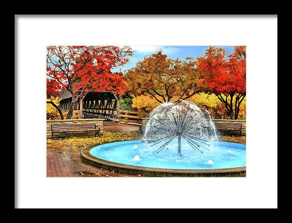 Naperville Framed Print featuring the painting Naperville Dandelion Fountain by Christopher Arndt