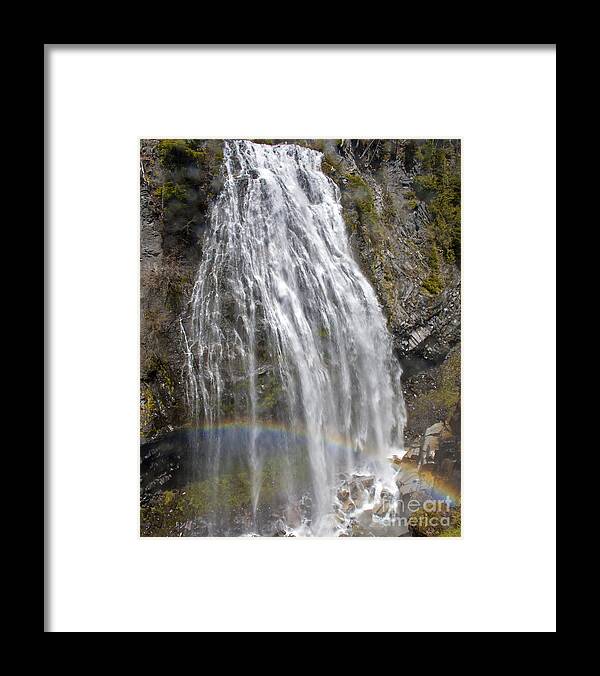 Narada Falls Framed Print featuring the photograph Narada Falls Rainbow by Chuck Flewelling
