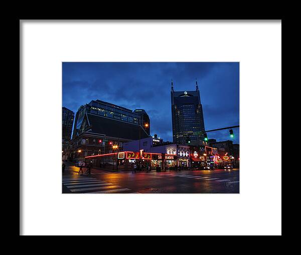 Nashville Framed Print featuring the photograph Nashville - Broadway 001 by Lance Vaughn
