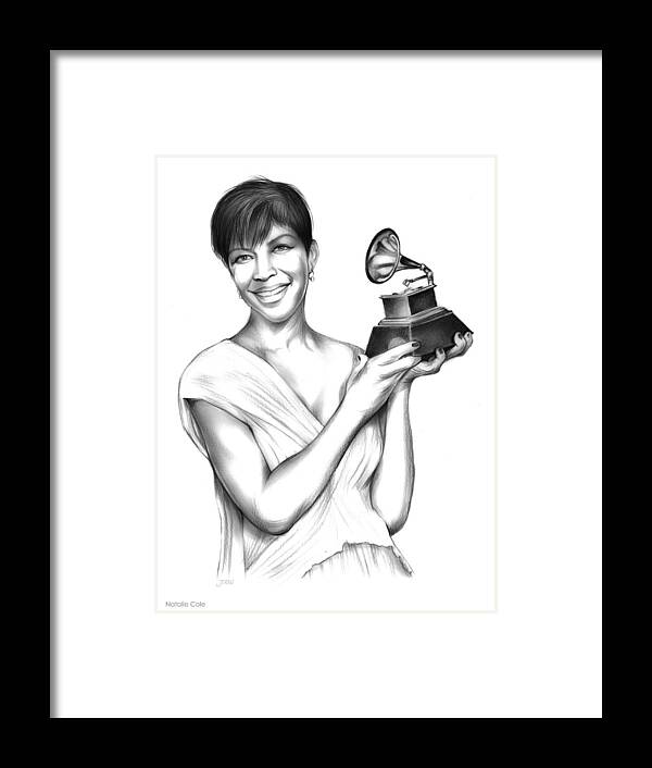 Natalie Cole Framed Print featuring the drawing Natalie Cole by Greg Joens