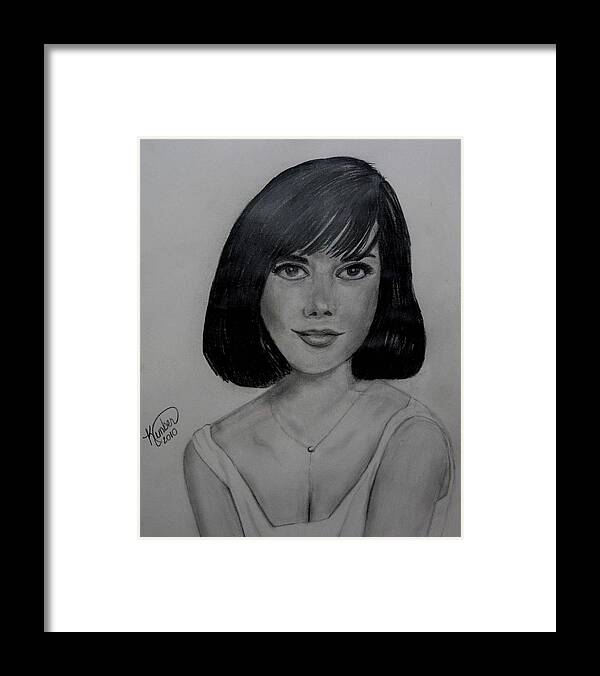 Natlaie Woods Portrait Framed Print featuring the drawing Natalie by Kimber Butler