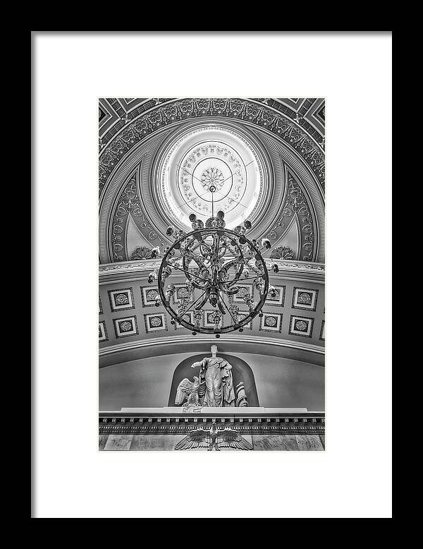 Capitol Hill Framed Print featuring the photograph National Statuary Hall Washington DC BW by Susan Candelario