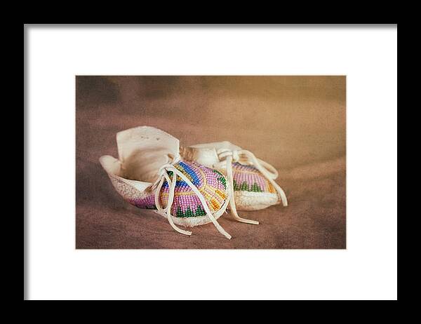 Moccasin Framed Print featuring the photograph Native American Baby Shoes by Tom Mc Nemar