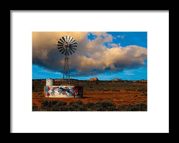 Native American Windmill Framed Print featuring the photograph Native American Windmill by Harry Spitz