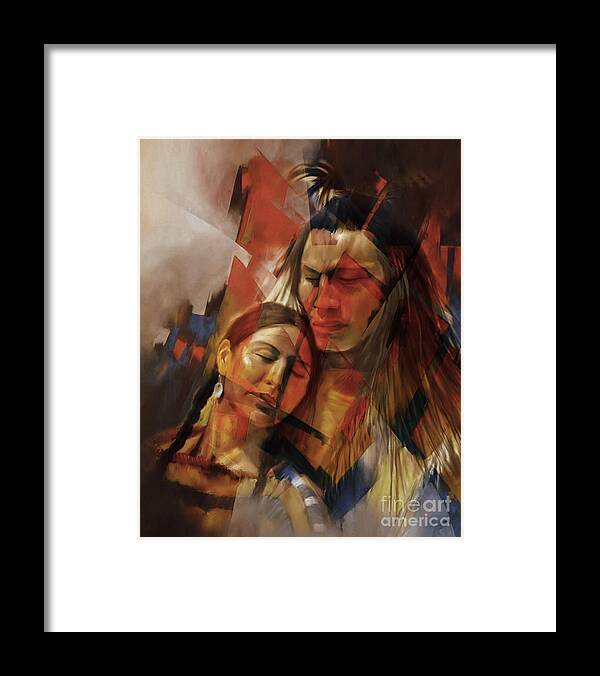 Native American Framed Print featuring the painting Native Couple 09a by Gull G