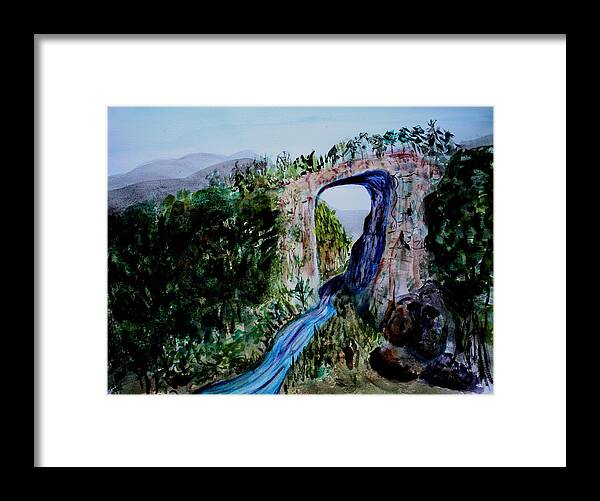 Virginia Framed Print featuring the painting Natural Bridge in Virginia by Donna Walsh