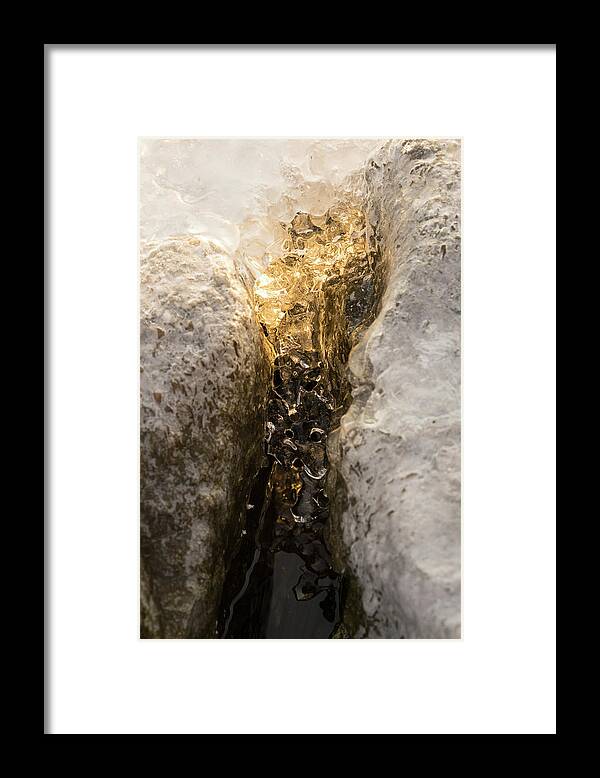Natural Creation Framed Print featuring the photograph Natures Creativity - Golden Crevasse by Georgia Mizuleva