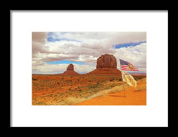 Usa Framed Print featuring the photograph Navajo Nation Flag by Alberto Zanoni