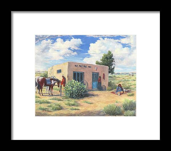 Native American Framed Print featuring the painting Navajo Trading Post by ML McCormick