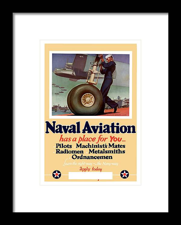Navy Framed Print featuring the painting Naval Aviation Has A Place For You by War Is Hell Store