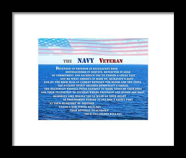 Navy Framed Print featuring the digital art Navy Veteran by Patrick J Maloney