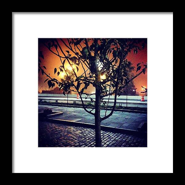 Rainy Framed Print featuring the photograph Rainy Downtown Night by Kate Arsenault 