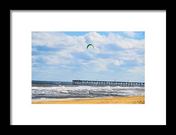 Nc Fishing Pier Framed Print featuring the painting NC fishing pier by Jeelan Clark