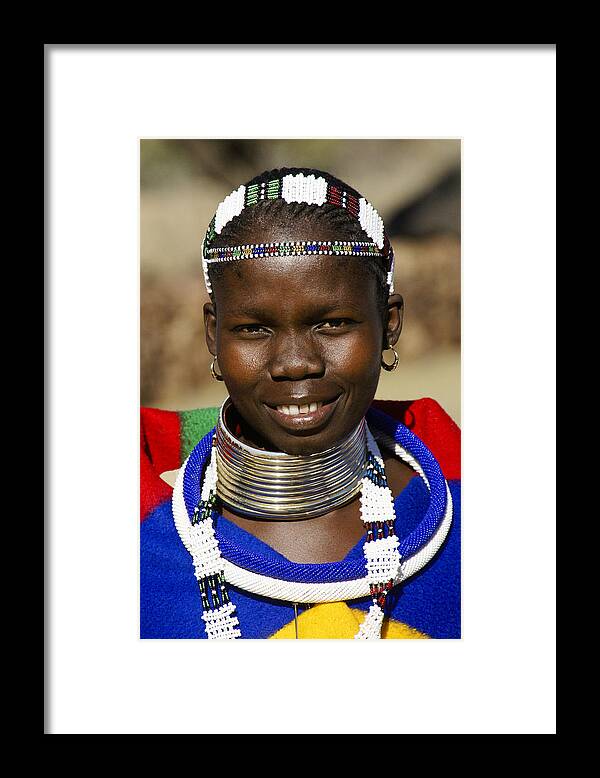 Africa Framed Print featuring the photograph Ndebele Maiden by Michele Burgess