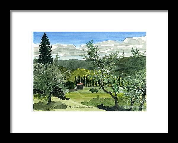 Watercolor Framed Print featuring the painting Near San Giovanalle Tuscany by Robert Bowden