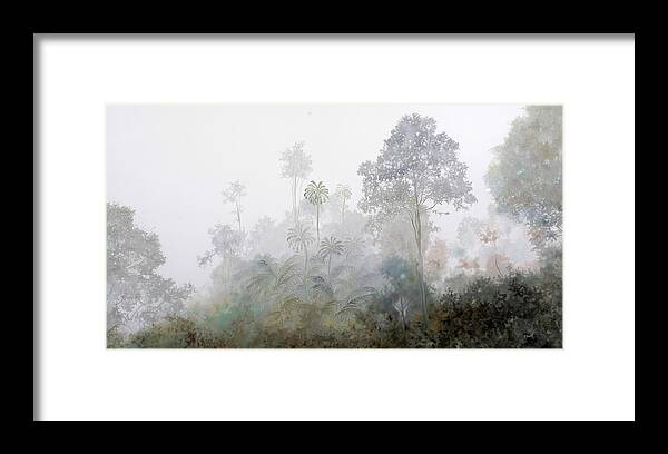 Fog Framed Print featuring the painting Nebbia Nella Foresta by Guido Borelli