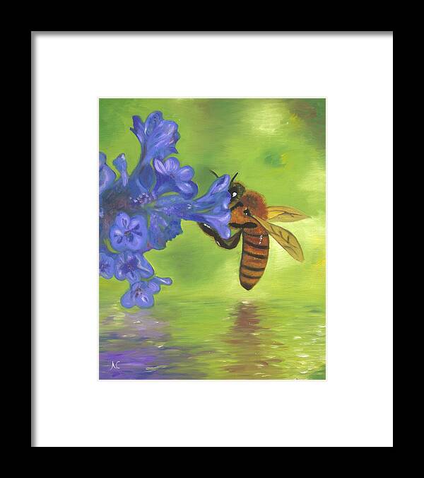 Bee Framed Print featuring the painting Nectar of Life - Honeybee by Neslihan Ergul Colley