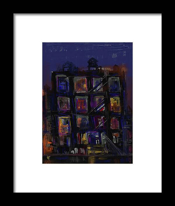 Abstract Building Framed Print featuring the mixed media Neighbors by Russell Pierce