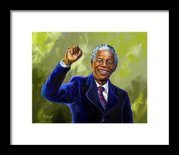 South Framed Print featuring the painting Nelson Mandela by Anthony Mwangi