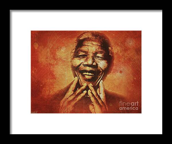 Nelson Mandela Framed Print featuring the digital art Nelson Mandela by KaFra Art