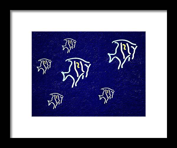 Fish Framed Print featuring the digital art Neon Fish x6 by David Dehner