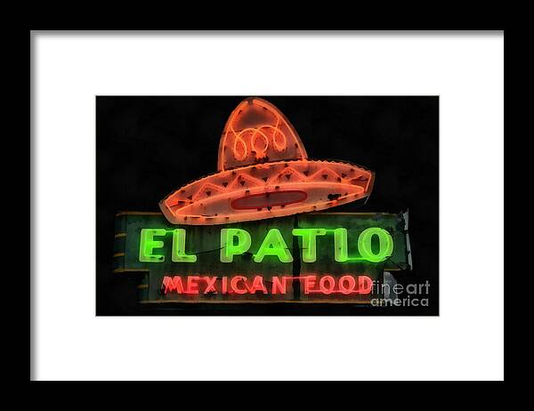 Neon Framed Print featuring the painting Neon Sign Series Mexican Food Austin Texas by Edward Fielding