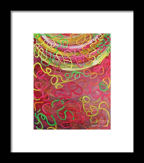 Neon Strings Framed Print featuring the painting Neon strings by Sarahleah Hankes