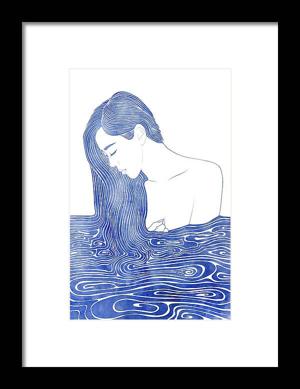 Aqua Framed Print featuring the mixed media Nereid XLVII by Stevyn Llewellyn