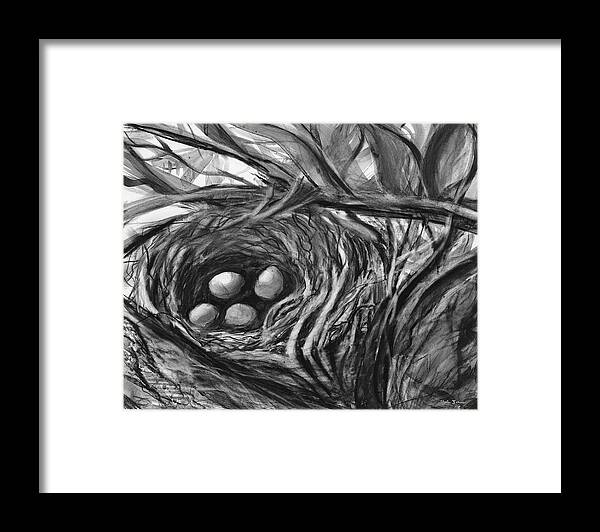 Bird Framed Print featuring the painting Nesting Eggs by Sheila Johns