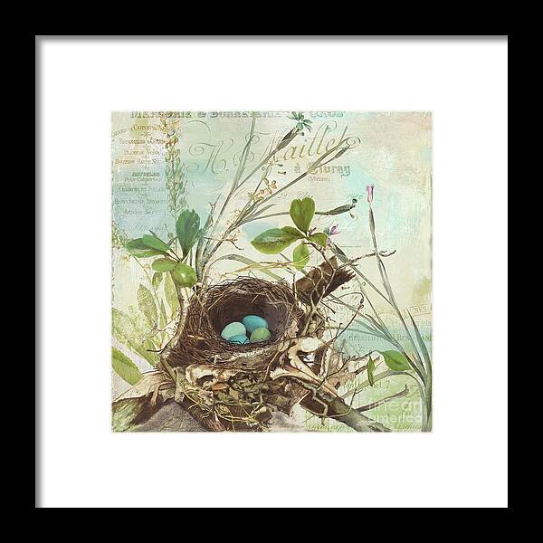 Bird Nest Framed Print featuring the painting Nesting I by Mindy Sommers