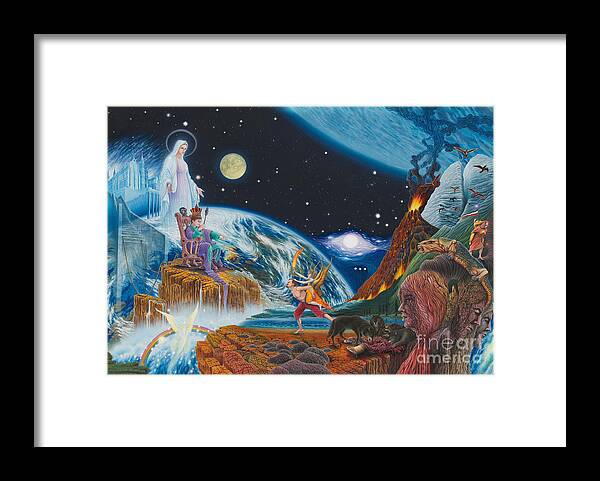 Surrealism Framed Print featuring the painting New Age by Leonard Rubins