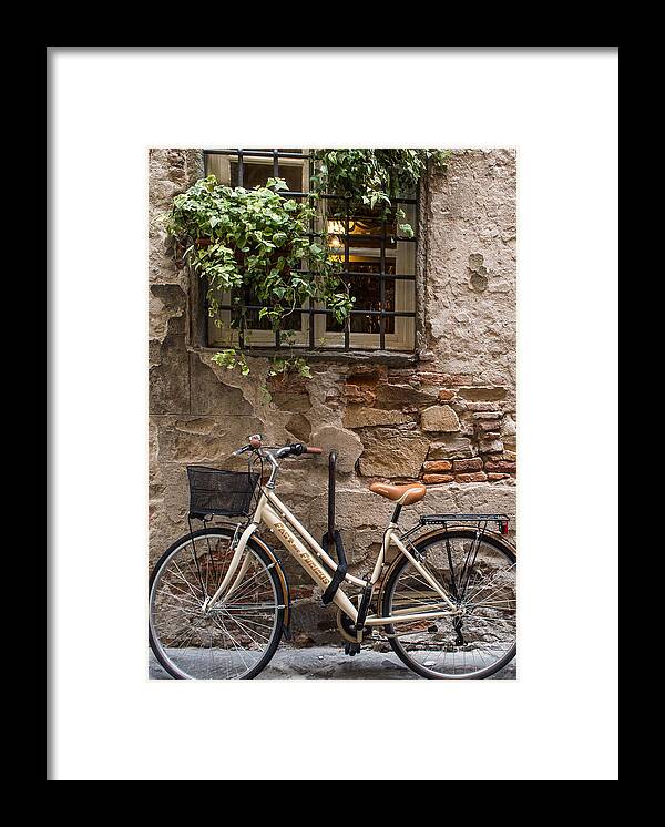Bike Framed Print featuring the photograph New Bike in Old Lucca by Gary Karlsen