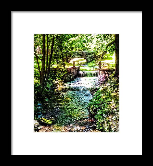 Bubbling Brook Framed Print featuring the photograph New England Serenity by Kathy Kelly