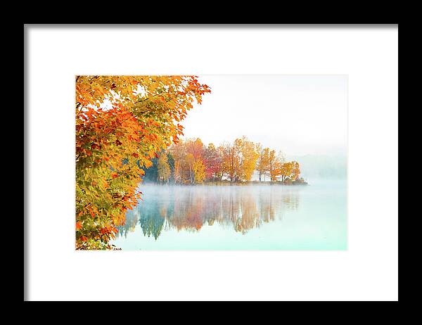Haley Pond Framed Print featuring the photograph New England fall colors of Maine by Jeff Folger
