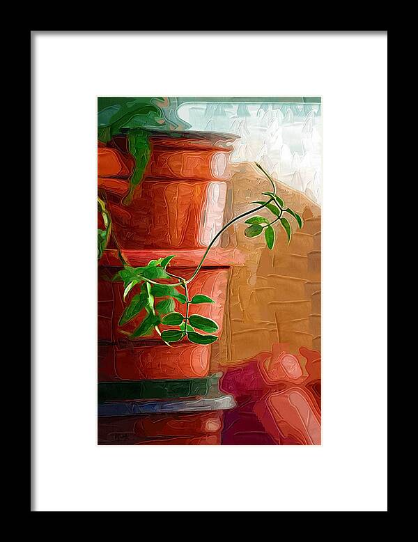Plant Framed Print featuring the digital art New Growth by Holly Ethan