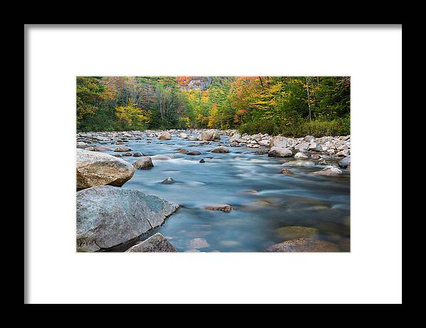 Fall Foliage Framed Print featuring the photograph New Hampshire Swift River and Fall Foliage in Autumn by Ranjay Mitra
